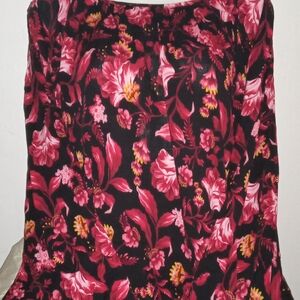 Floral Black and Red Blouse plus size 3x long sleeves